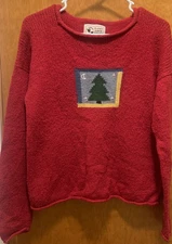 Planet Earth Imports Hand-loomed Sweater- Winter Pine Tree Christmas 100% Cotton