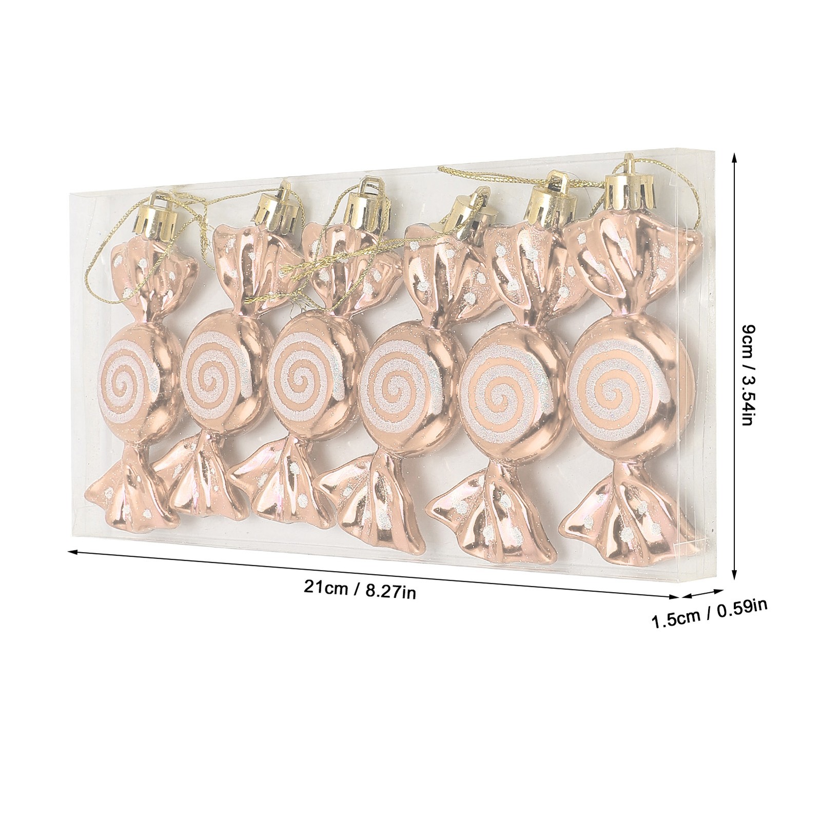 6Pcs Xmas Candy Ornaments Delicate Plastic Hanging Candy Ornaments Xmas Tree