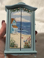 OOAK Dollhouse BEACH COTTAGE ARMOIRE Miniature Furniture ARTISAN Hand-Painted