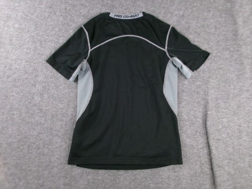 Nike Pro Combat Shirt Youth Medium Black Dri Fit Fitted Core Swoosh Gym Workout - Picture 13 of 15