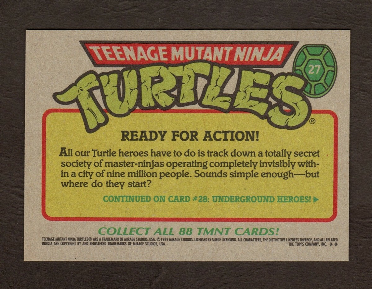 1989 Topps Teenage Mutant Ninja Turtles Card #27 - Ready for