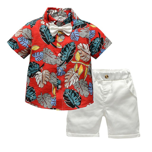 Toddler Baby Boys Outfits Short Sleeve T-shirt+Pants Gentleman Tie Clothes S9