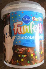 Pillsbury Funfetti Confetti Chocolate Fudge Frosting, 15.6 oz (BEST BY 3/28/2025