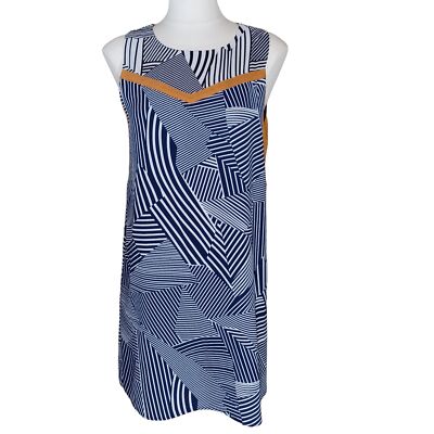 THML Dress Womens Small Blue/Navy White Abstract Hot Weather Straight Modern EUC