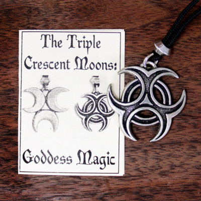 Triple Moon Necklace Goddess Pendant Lunar Wiccan Pagan Jewelry