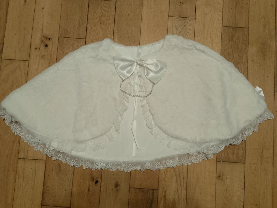 Ручной работы белый мех наплечная накидка Shrug Лолита Кей японский моды - Изображение 3 из 4