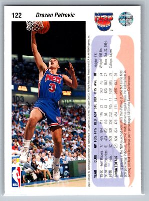 Drazen Petrovic 1992-93 Upper Deck BASKETBALL #122 New Jersey Nets