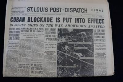 CUBAN BLOCADE BEGINS  OCTOBER 24TH, 1962 ST. LOUIS POST DISPATCH SEC A