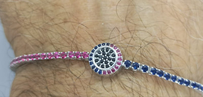 ARMBAND SILBER TENNIS ZIRKONIA RUBIN SAPHIR DEICHSEL MM 2 CM 18 EXPLOIT