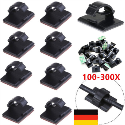 300X Kabelhalter Klebesockel für Kabelbinder Kabelclip Kabelklemm Selbstklebend