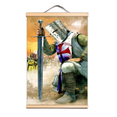 Vintage Crusades Armor Warrior Scroll Poster Knights Templar Canvas Art ...