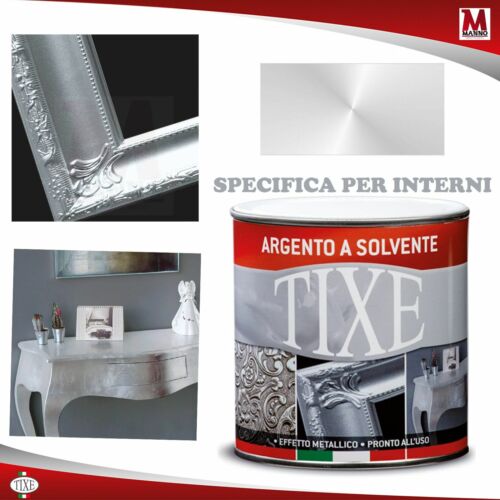 Vernice Argento Interni Silver Metallizzata Pronto all'uso Ferro Legno Muri Tixe - Foto 1 di 11