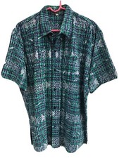 Men's Short Sleeve Casual Button Up Shirt Geometric Tribal Print Unbranded XL