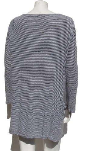 EILEEN FISHER XL Black White Striped Organic Linen Jersey Knit Tunic Top T Shirt - Picture 8 of 8