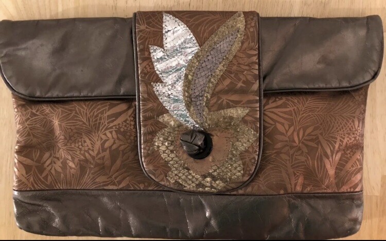 Vintage Bronze Patchwork Leather Statement Bag - image 1