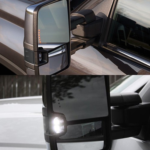 For 14-17 Silverado Power+Heated Smoke Sequential Signal Trailer Towing Mirrors - Picture 5 of 7