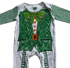 Irish Leprechaun Romper Toddler size 1Y Footed One-Piece Ireland Long Sleeve
