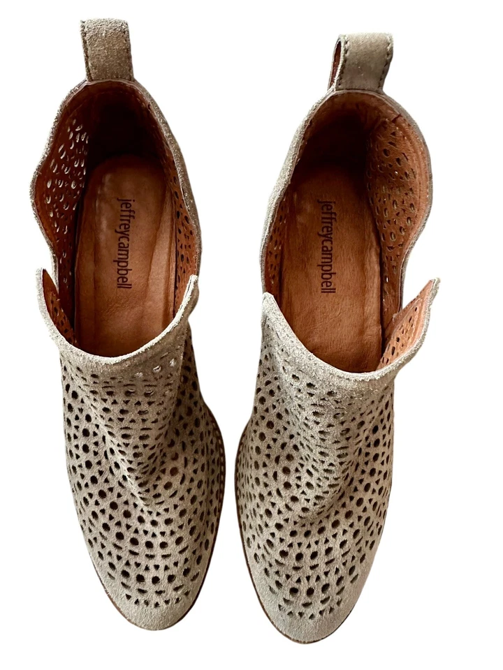 NUEVO Botines de gamuza perforada beige topo Jeffrey Campbell Rosalee para mujer talla 8 Foto 3 de 4