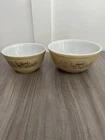 Vintage Pyrex Mixing Bowls Set Of 2 Mushroom Design Rare HTF EUC