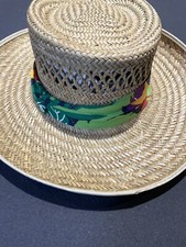 Vtg Straw Panama Planter Hat Made in USA Size Medium