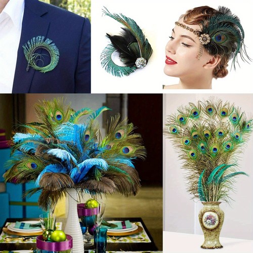 20pcs 10-12inch/25-30CM Real Peacock Feathers Crafts Home Furnishing Decor Plume - Picture 6 of 6
