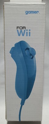 GAMER Nunchuck Controller for Nintendo Wii Blue wired with motion sensor
