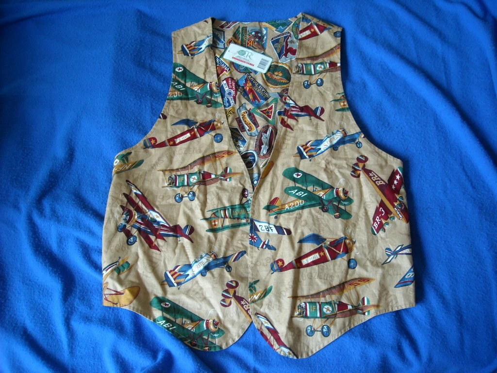 Oren's Replay Men's Classic Two Sides Waistcoat New Many Airlines Planes Theme