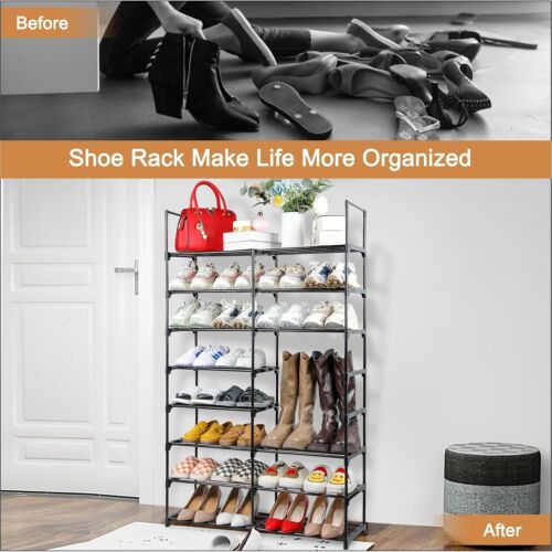 8 Tier Shoe Rack for Entryway 32-34 Pairs Durable Metal Shoe Storage Organizer f - Picture 7 of 7