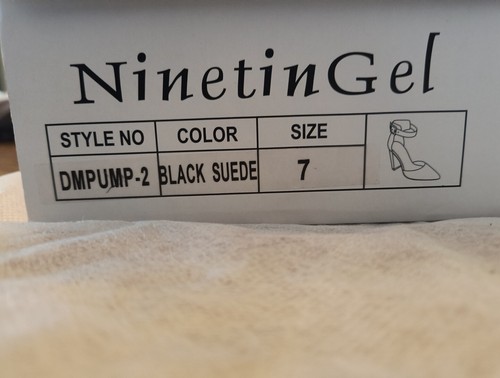 NinetinGel High Heels Pumps Chunky heel Pointed Closed Toe Black Suede. Size 7 - Picture 5 of 7