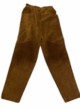 Vintage Brown Biker Motorcycle Suede Pants By M Julian Size 8 High-Waisted