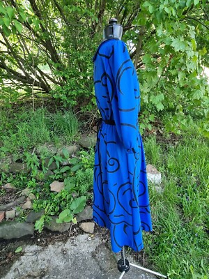 Vintage Jerry Gee of New York Blue Swirl Dress with belt | eBay