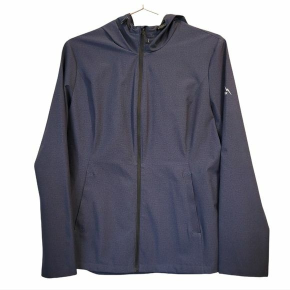 HFX Performance Light weight Rain hooded Full Zip Jacket Navy Size L