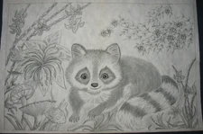 * TRI CHEM 8219 B PUZZLE PLACEMAT RACCOON Picture to paint (tri chem