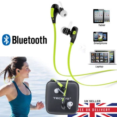 TECEVO Sweatproof Sports Bluetooth Earbuds Wireless Earphones Headphones Gym Running UK