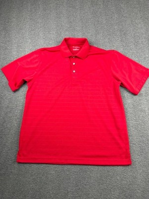 PGA TOUR Men's L/G Red Performance Golf Polo Shirt Dri-Flux Air-Flux