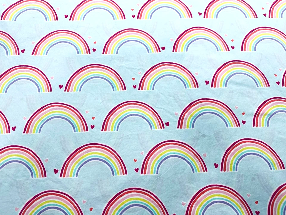 Pottery Barn Kids Twin DUVET Cover Blue Pastel Rainbow Heart 100% Organic Cotton - Image 2 of 4