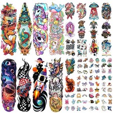 Kids Full Arm Temporary Tattoos Rocket Car Dinosaur Planet Astronaut