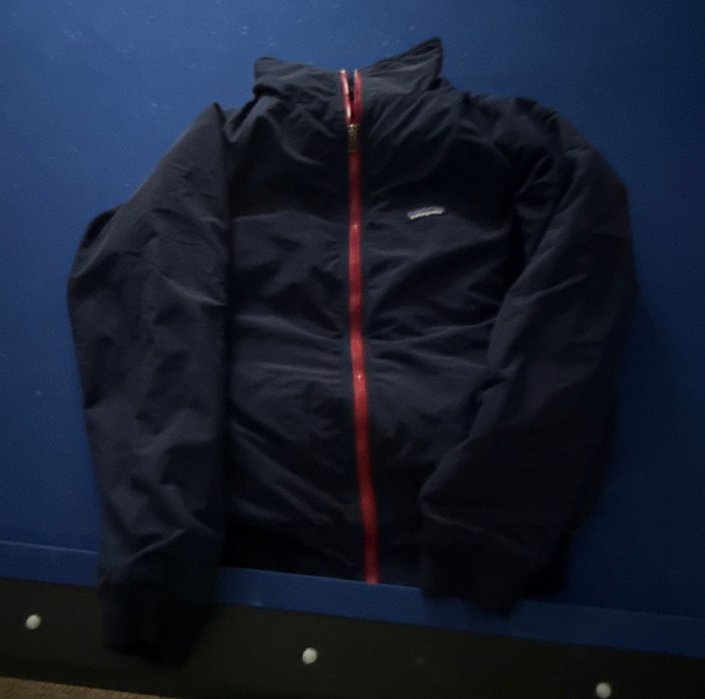 Patagonia Men's Full Zip Jacket Navy/Red Stand-Up Collar Regular Fit Size M