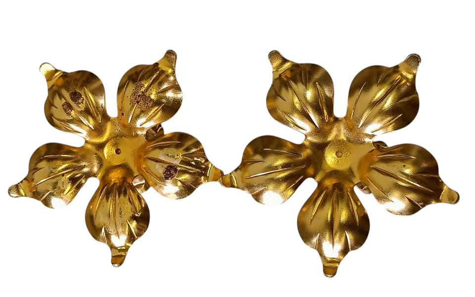 Vintage Blumen Kerzenhalter 2er Set Blüten Deko Kerzenständer goldfarben - Bild 3 von 4