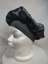 Silky Satin Bonnet Wide Elastic Band Black