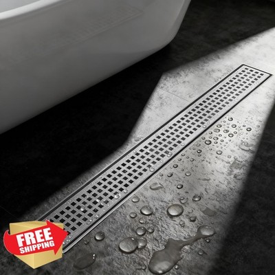 36'' Brushed Nickel Linear Shower Drain, Stainless Steel Floor Drain
