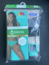 Fruit of the Loom 6-Pack Women's Fit for Me Plus Size Microfiber Bikini Sz 8 XL