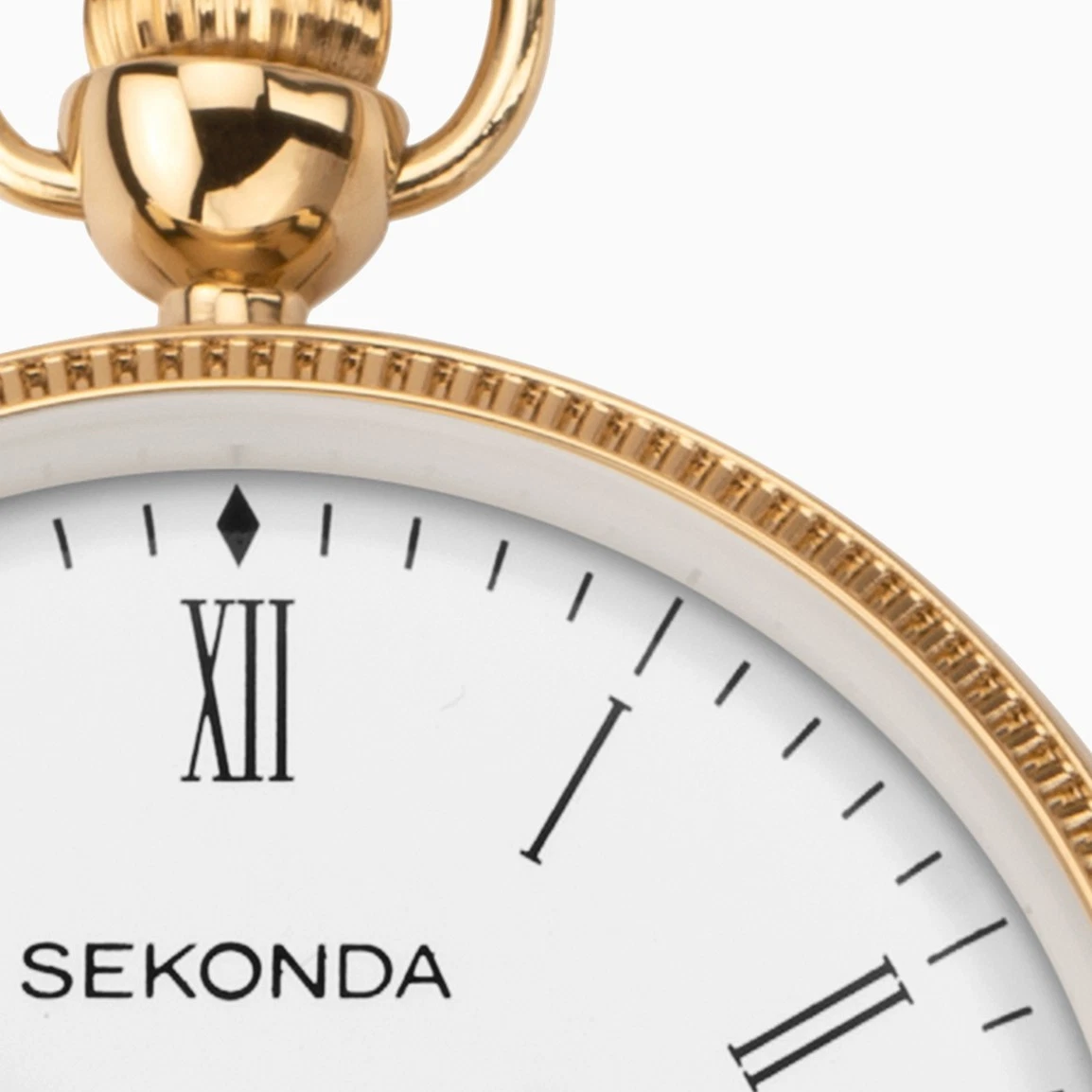 Nuevo reloj de bolsillo Sekonda cara abierta con cadena bonito esfera transparente y parte posterior lisa