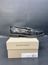 Donald Pliner Women's Hope Crocco Patent Loafers Black Size 8.5 NWB DK001 