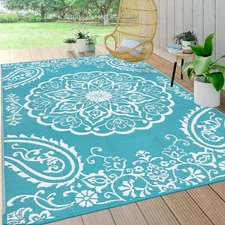 Pauwer Reversible Outdoor Rug, 6'x9', Waterproof Polypropylene Patio Mat, RV,...