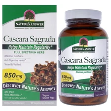 Cascara Sagrada Bark - 850mg by Natures Answer for Unisex - 90 Count Capsules
