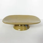 Vintage Hull Pottery Greenish Yellow Pedestal Tray Dish USA F28 6in