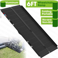 6ft Folding Aluminum Wheelchair Ramp Portable Mobility Scooter Non-Slip 600LBS