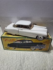 Cadillac 1950 Tin Friction Toy Cars 2 VNTG White Sedan 1