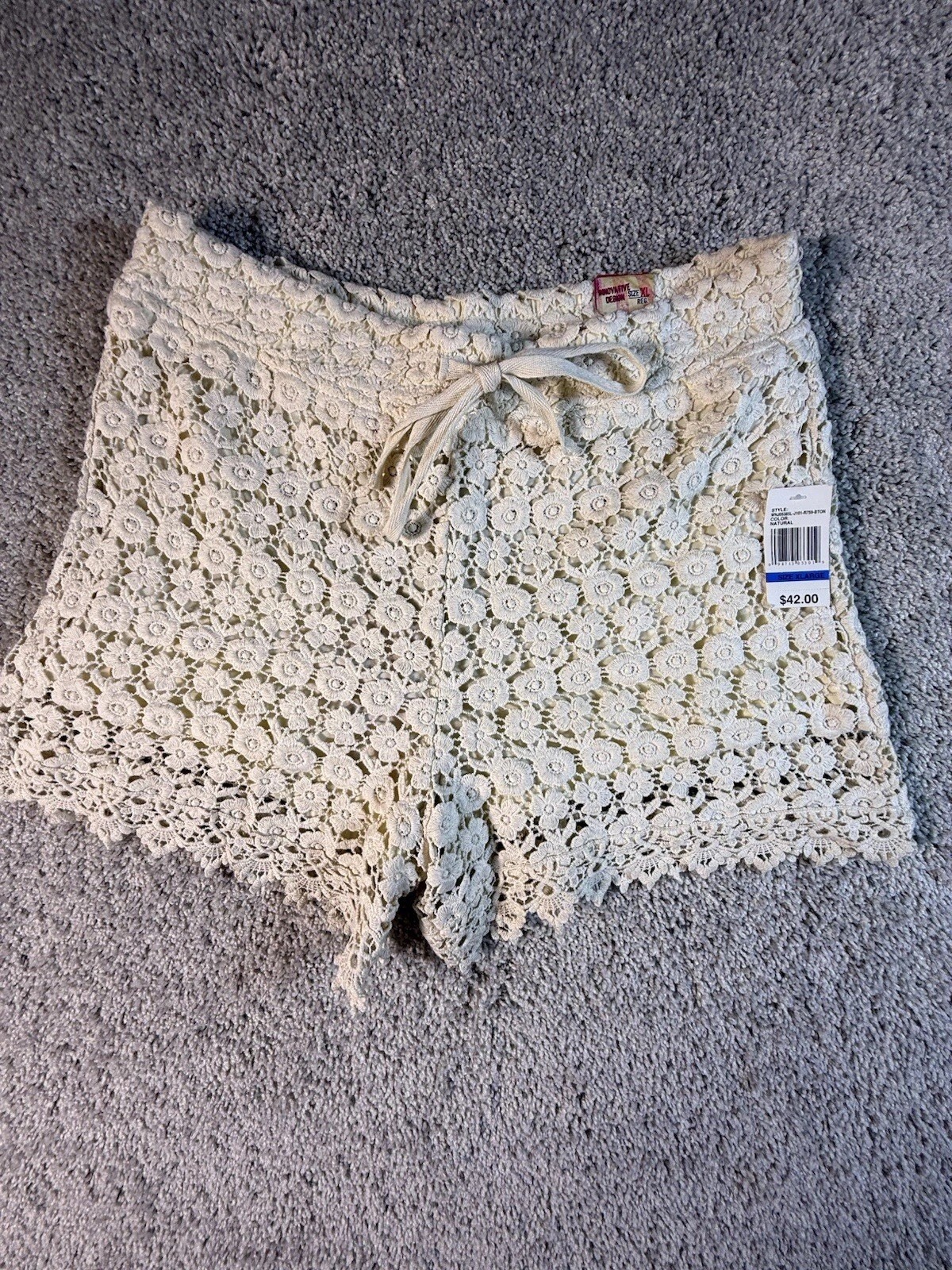Wallflower Ivory Crochet Lace Overlay Shorts High Rise Scalloped X Large